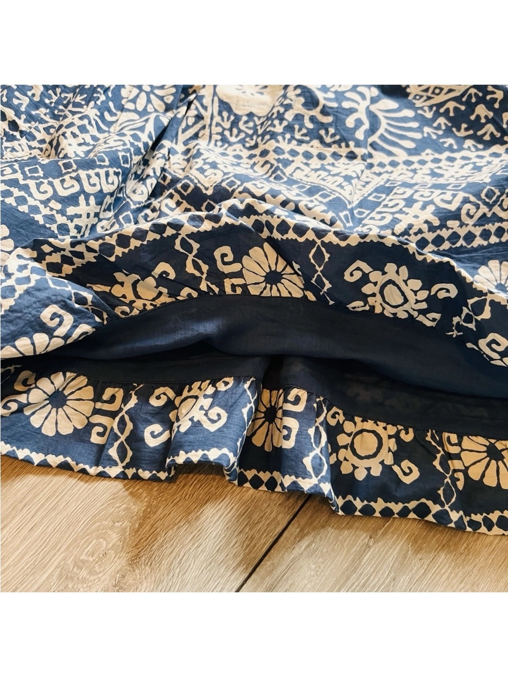 Caroline Constas Boho Babydoll in Blue Floral Batik Dress M - Picture 2 of 6